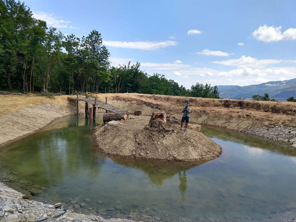 Rilievi topografici legati alla costruzione di un laghetto da irrigazione presso un'azienda agricola a Bagno di Romagna (FC). Adriarilievi